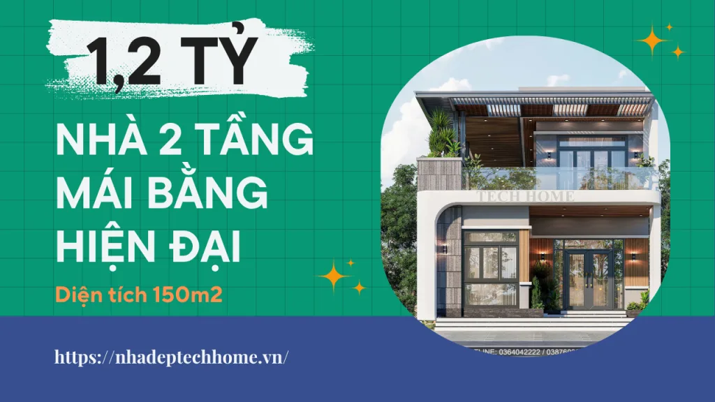 Nhà 2 tầng mái bằng hiện đại