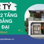 Nhà 2 tầng mái bằng hiện đại