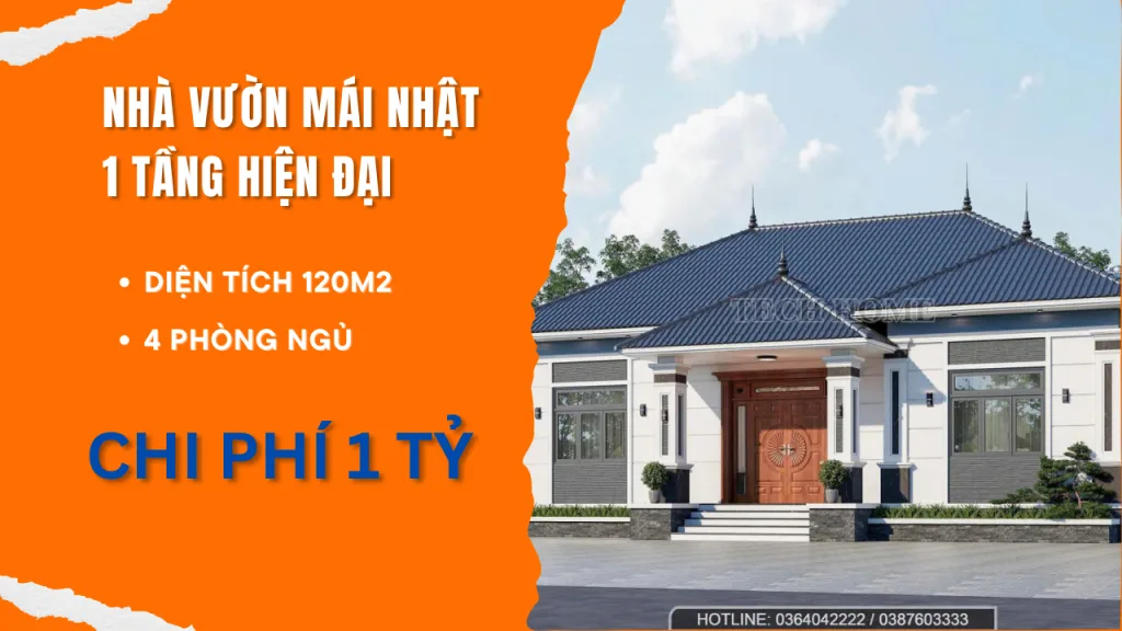 Nhà vườn mái Nhật 1 tầng