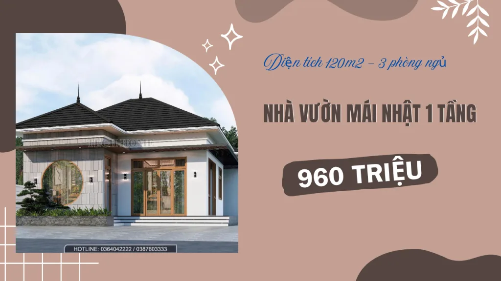 Nhà vườn mái Nhật 1 tầng