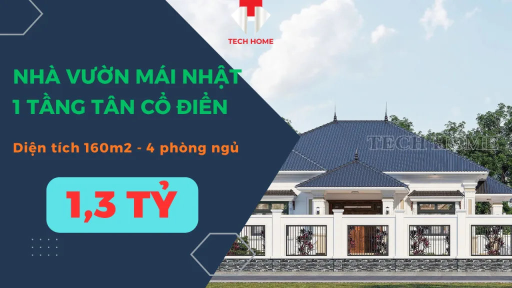 Nhà vườn mái Nhật 1 tầng