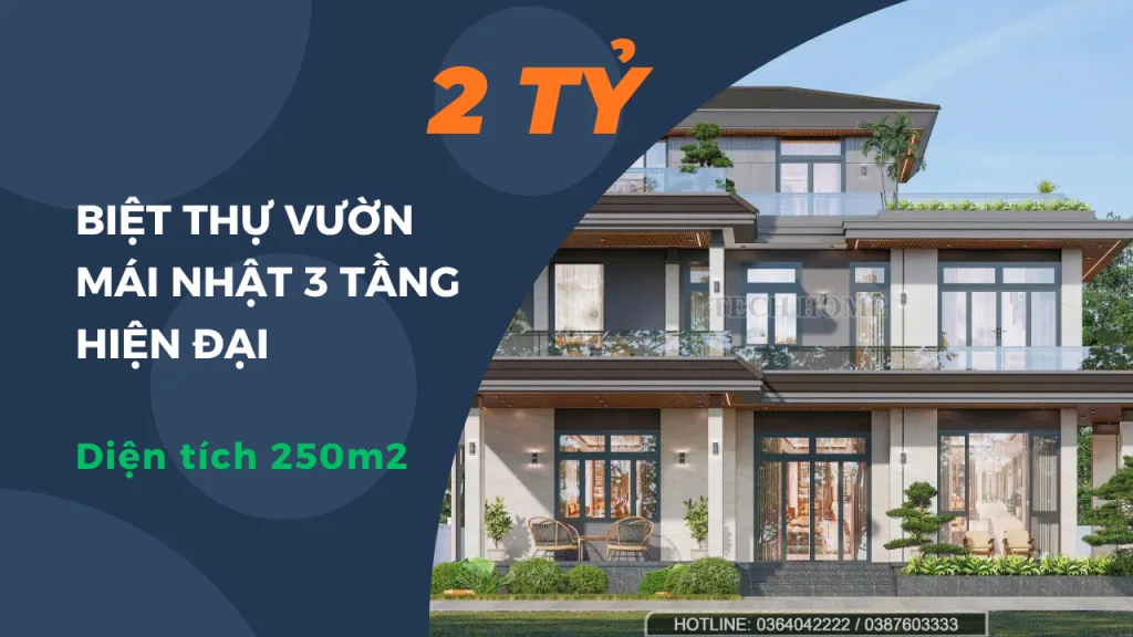 biệt thự vườn mái nhật 3 tầng