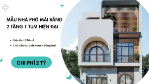 mẫu nhà phố mái bằng 2 tầng 1 tum hiện đại