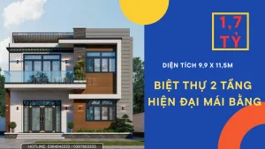 nhà 2 tầng mái bằng hiện đại