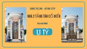 nhà 2 tầng tân cổ điển mái bằng