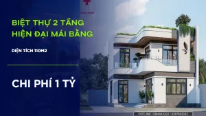 nhà hiện đại mái bằng 2 tầng