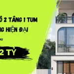 nhà phố 2 tầng 1 tum mái bằng