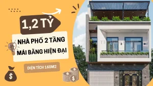 nhà phố 2 tầng mái bằng