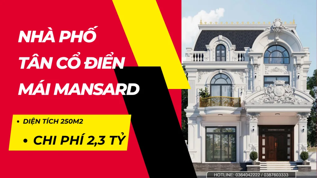 nhà phố tân cổ điển mái mansard