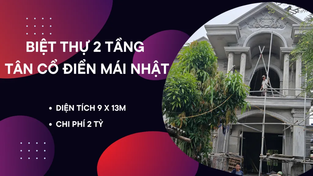 nhà tân cổ 2 tầng mái nhật