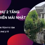 nhà tân cổ 2 tầng mái nhật