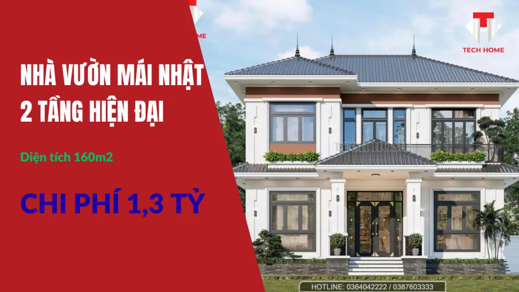 nhà vườn mái Nhật 2 tầng hiện đại