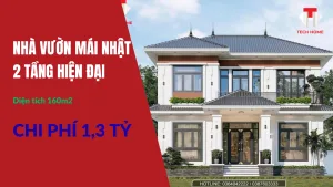 nhà vườn mái Nhật 2 tầng hiện đại