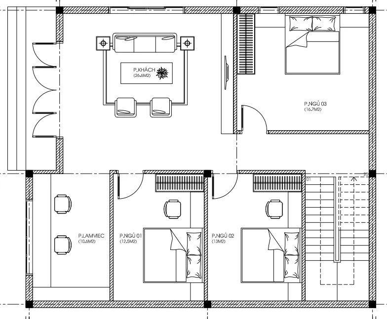 Nhà 2 Tầng Mái Bằng Hiện Đại