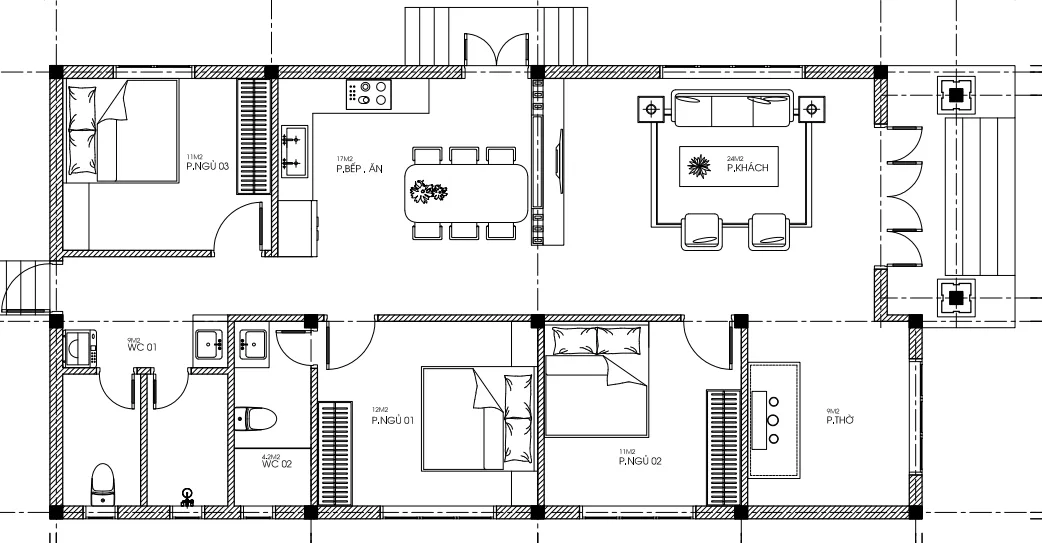 mặt bằng Nhà mái Thái
