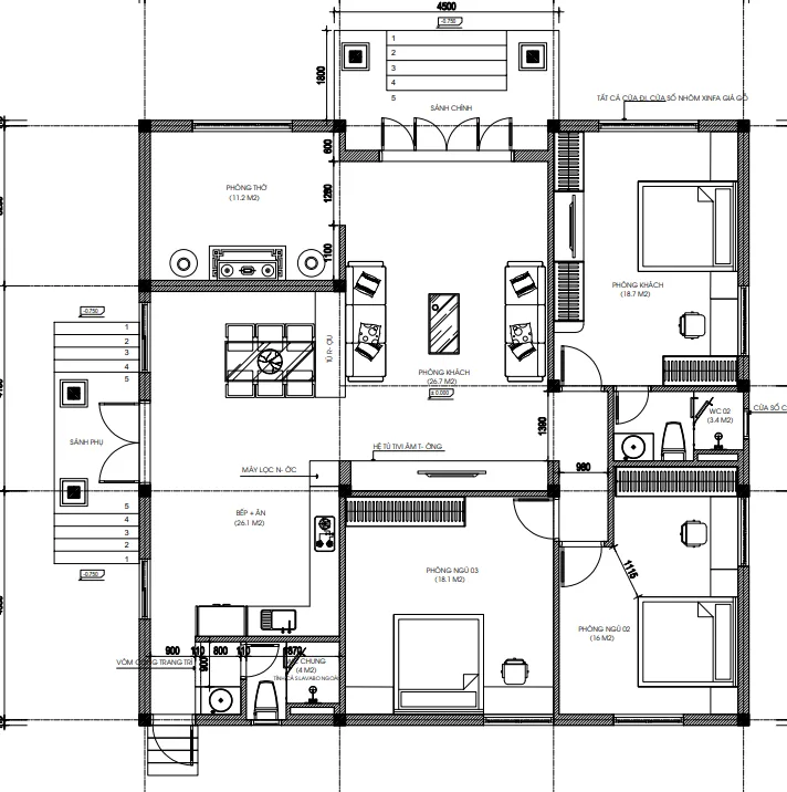 mẫu nhà vườn mái Nhật 1 tầng