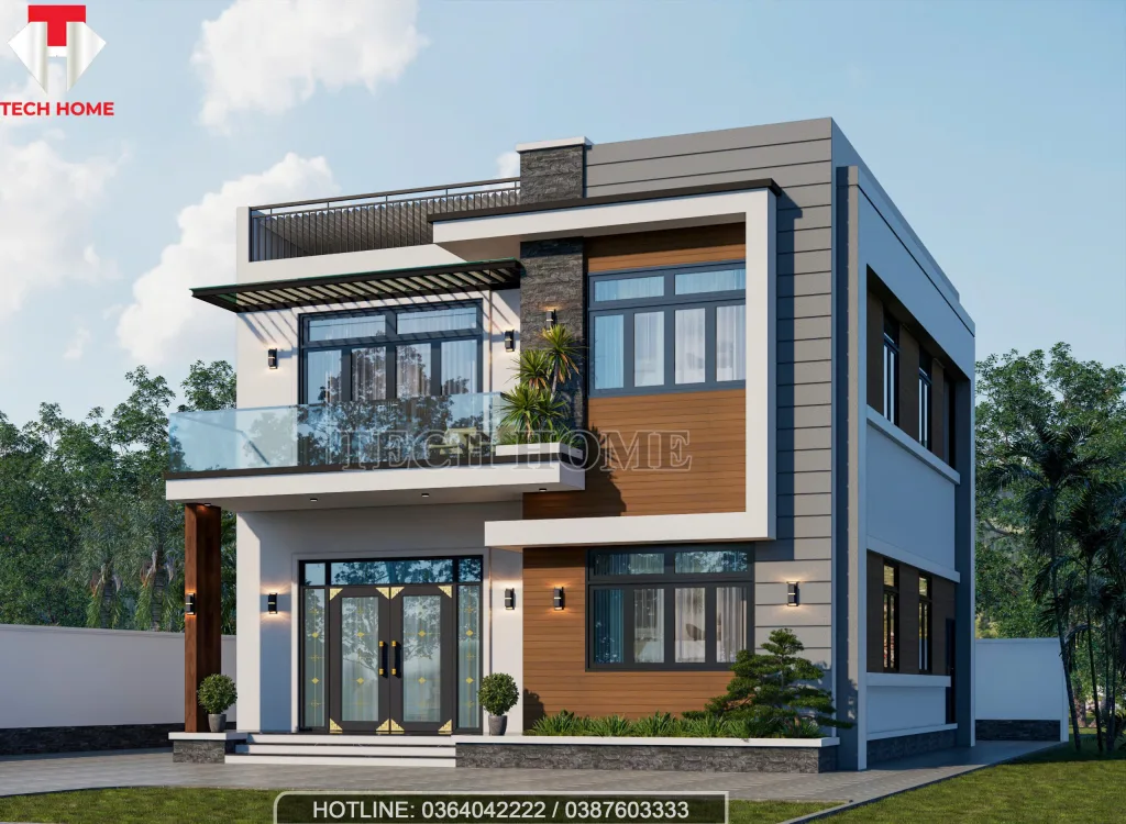Nhà 2 Tầng Mái Bằng Hiện Đại