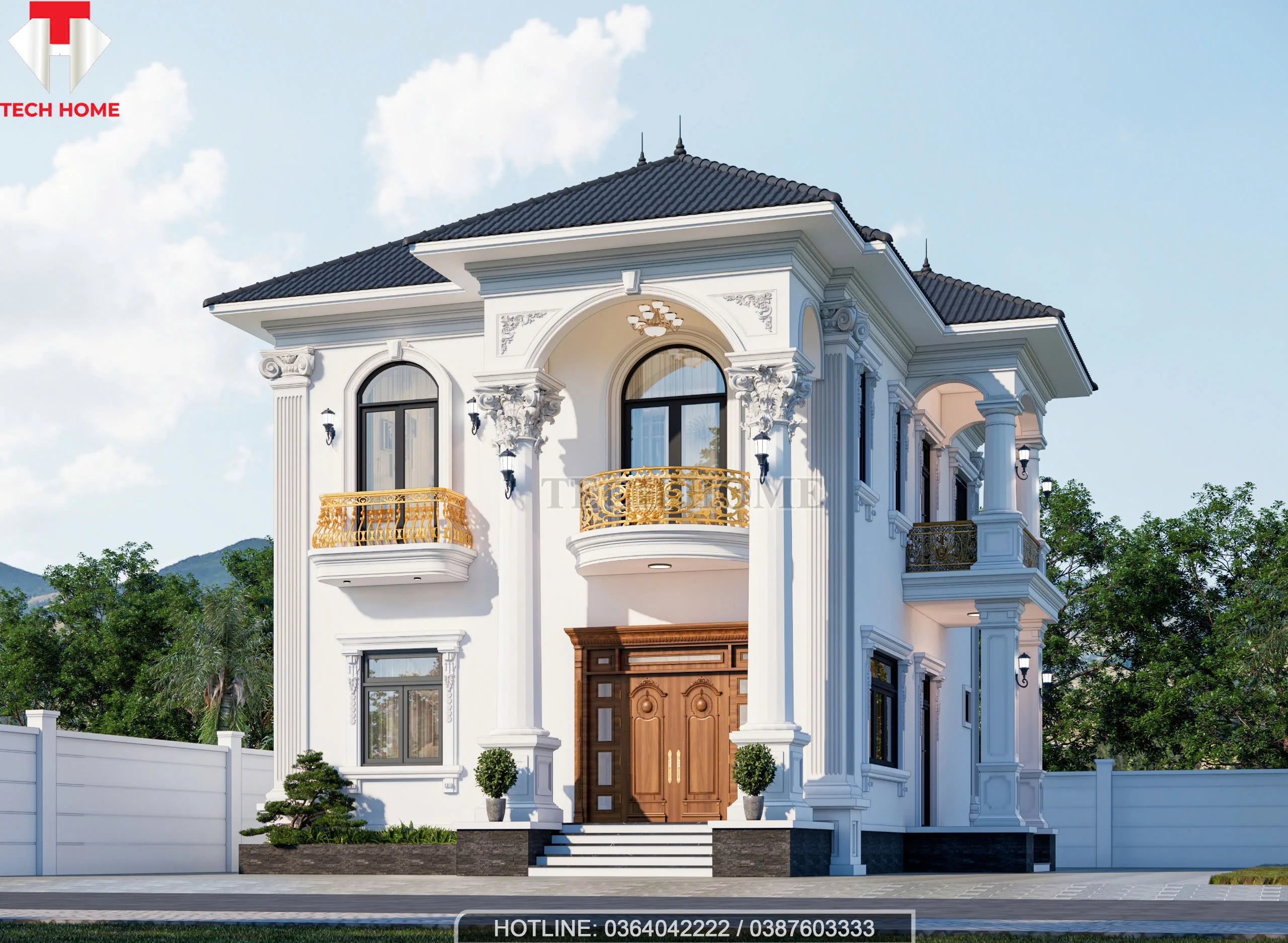 nhà mái nhật 2 tầng tân cổ điển