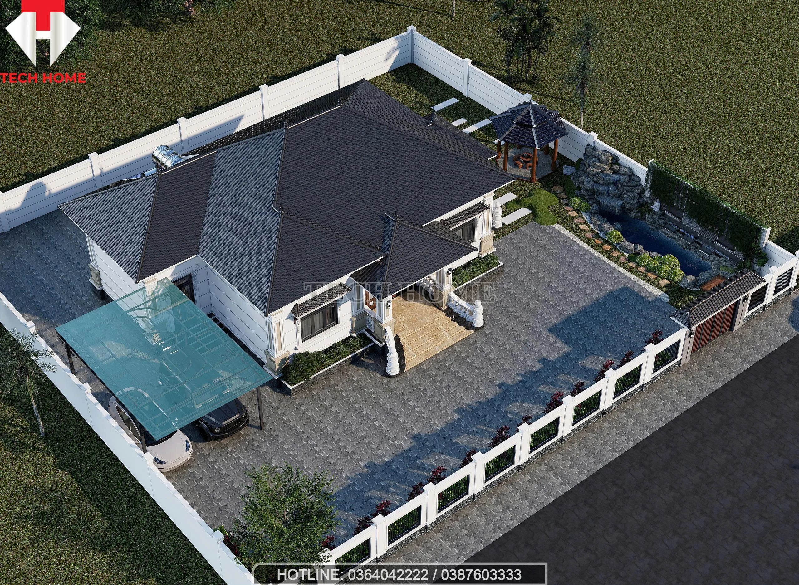 nhà vườn mái Nhật 1 tầng