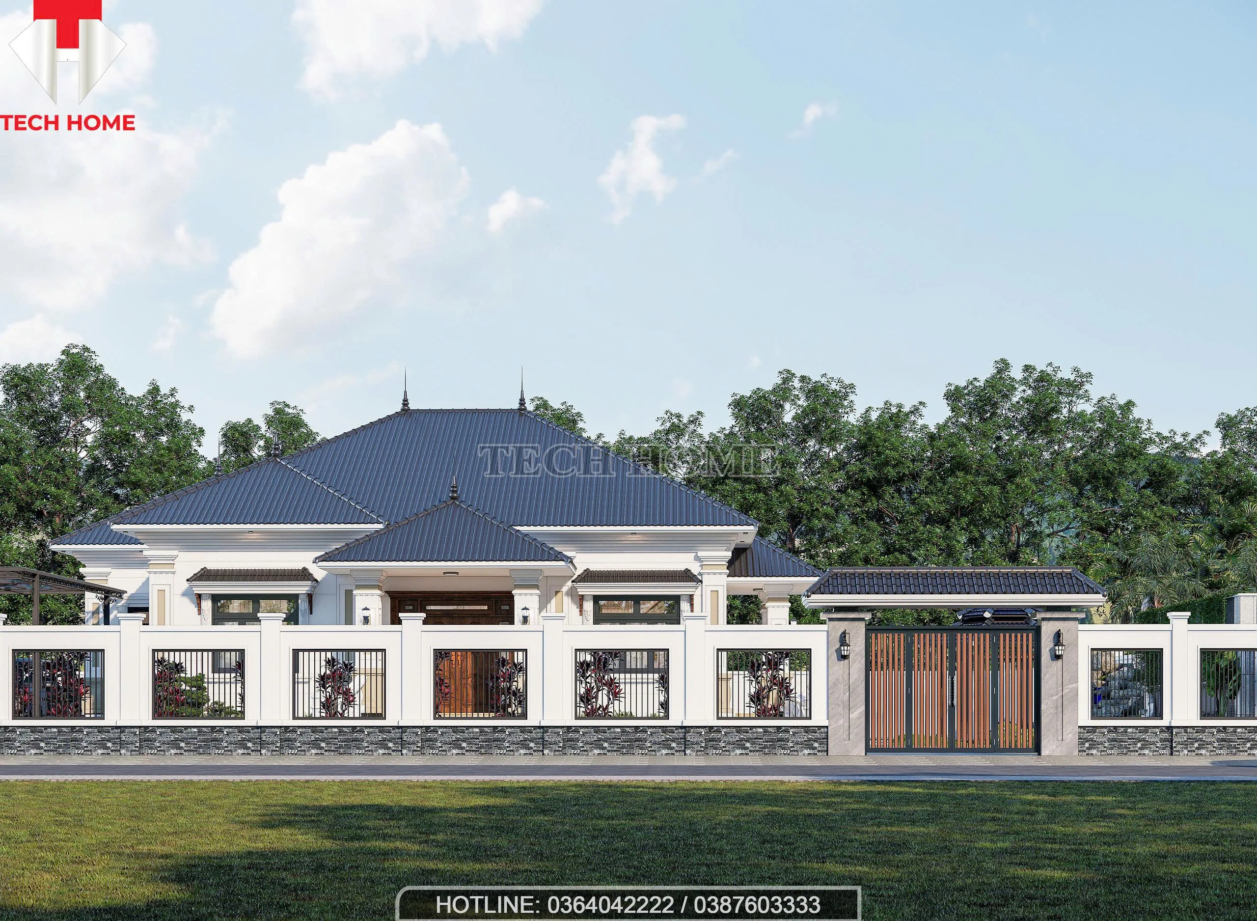 Nhà vườn mái Nhật 1 tầng