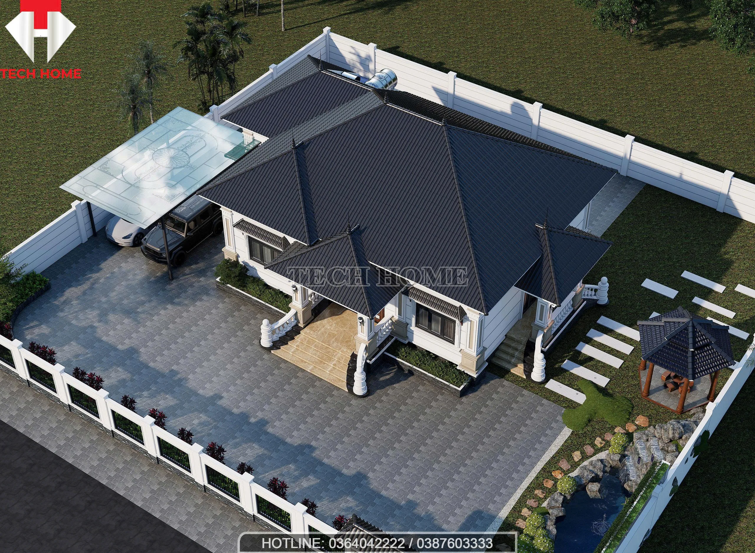 nhà vườn mái Nhật 1 tầng