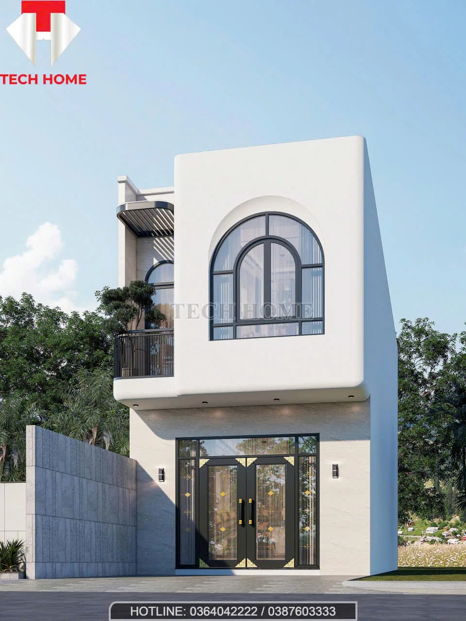 nhà phố 2 tầng mái bằng