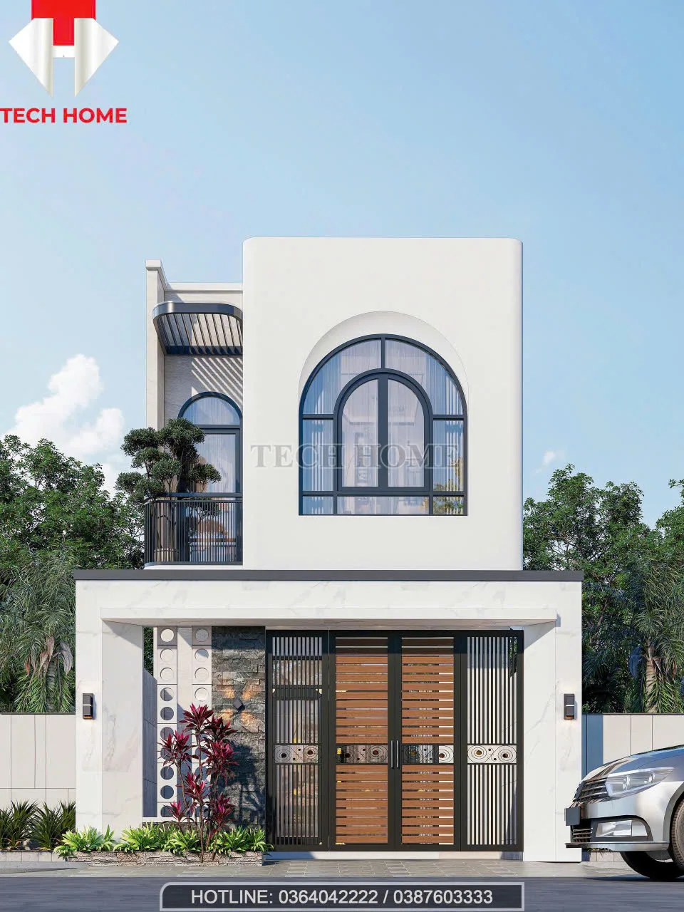 nhà phố 2 tầng mái bằng