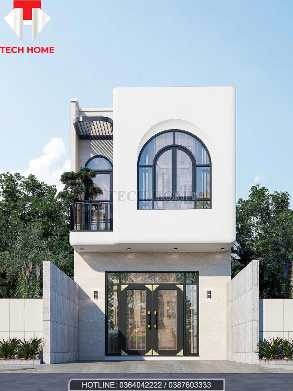 nhà phố 2 tầng mái bằng