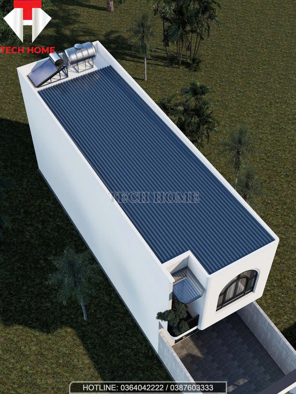 nhà phố 2 tầng mái bằng