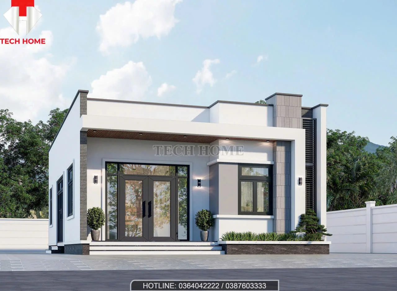 mẫu nhà vườn mái bằng 1 tầng hiện đại