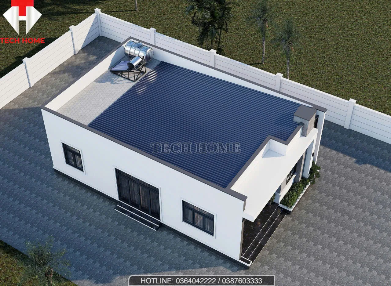 mẫu nhà vườn mái bằng 1 tầng hiện đại