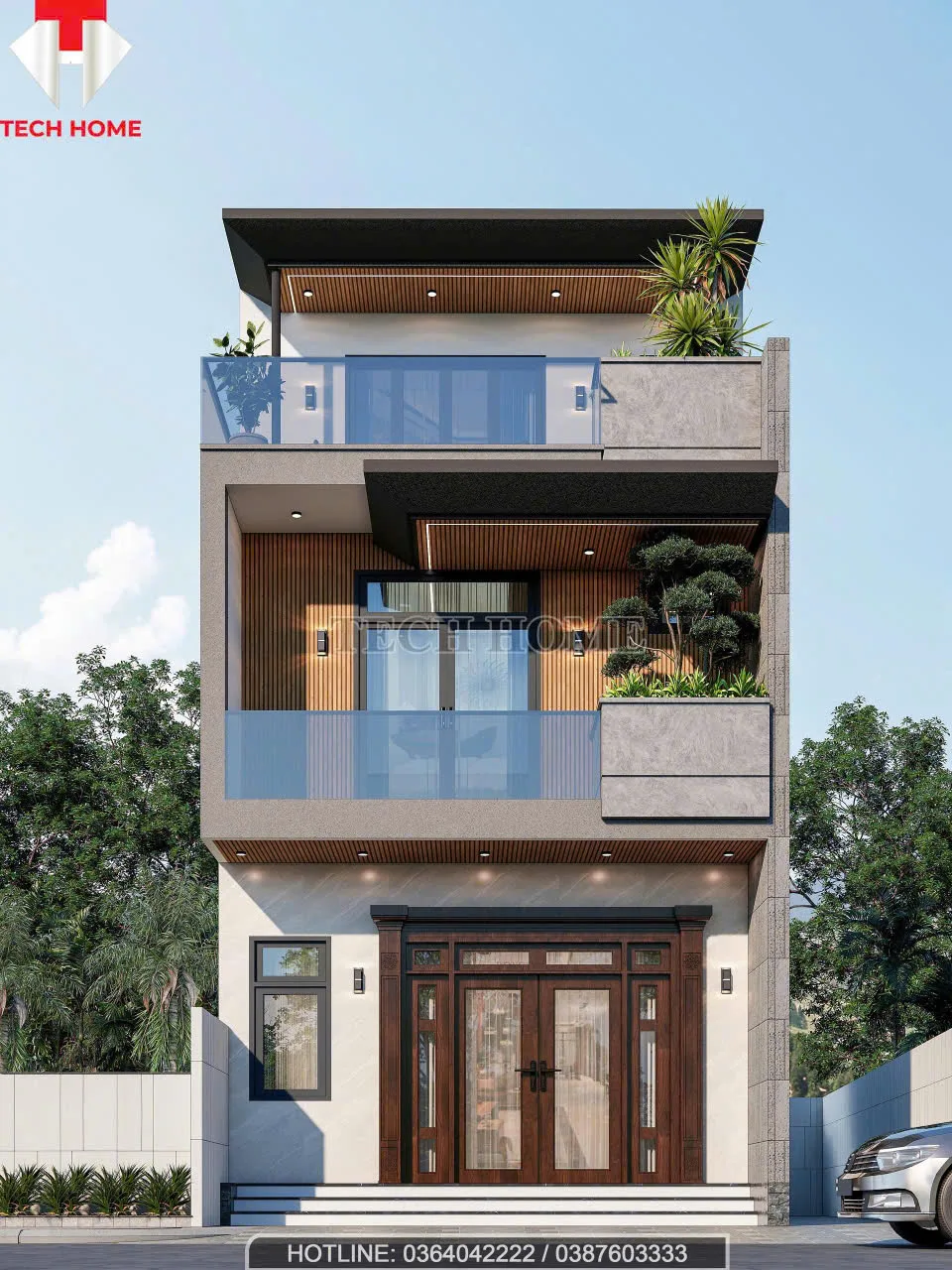 nhà phố mái bằng hiện đại