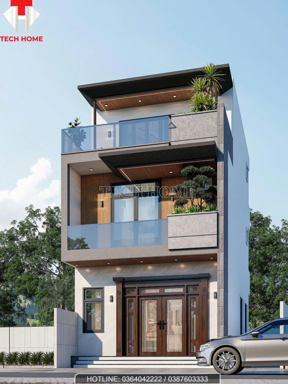 nhà phố mái bằng hiện đại