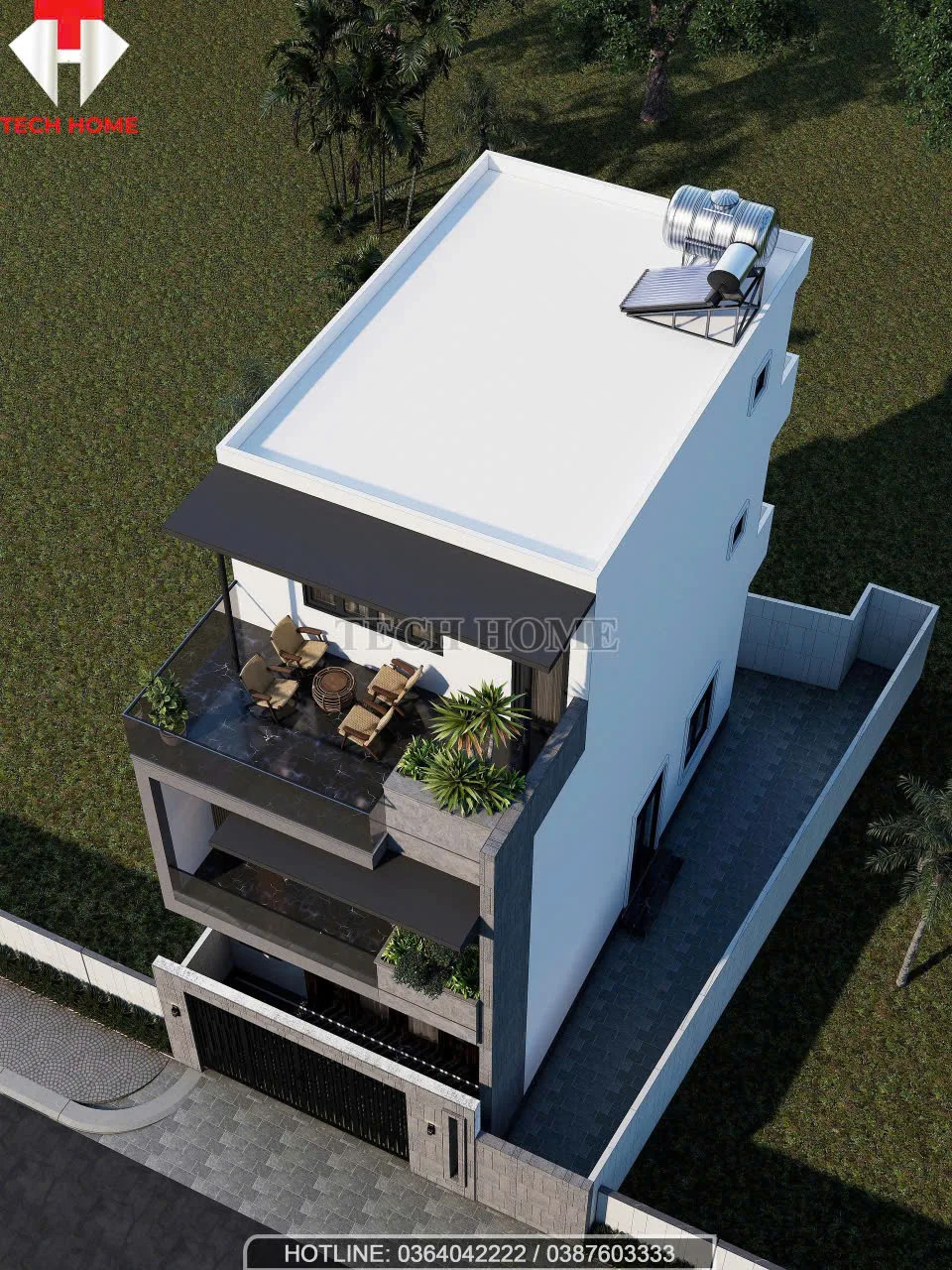 nhà phố mái bằng hiện đại