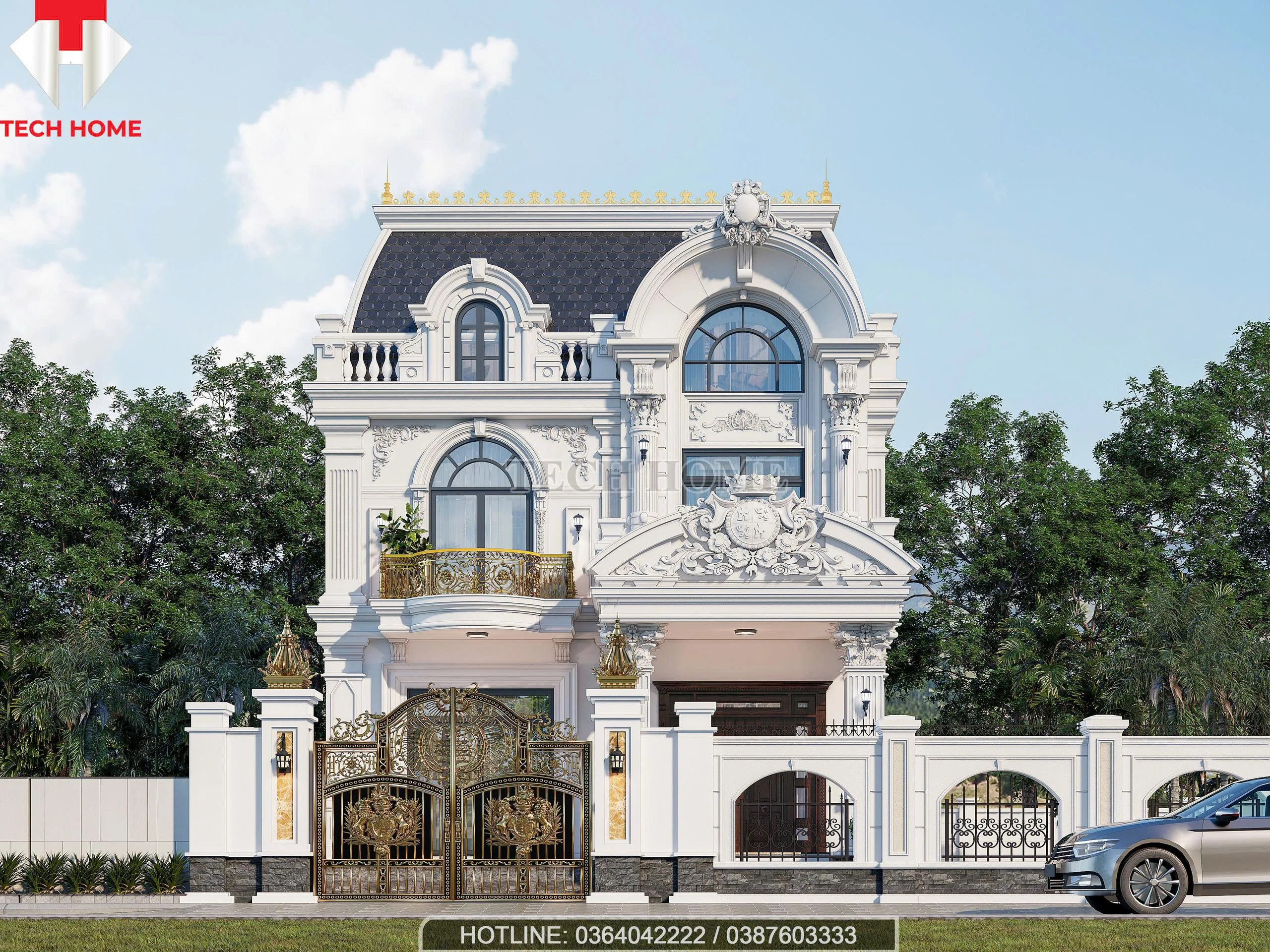 nhà phố tân cổ điển mái Mansard