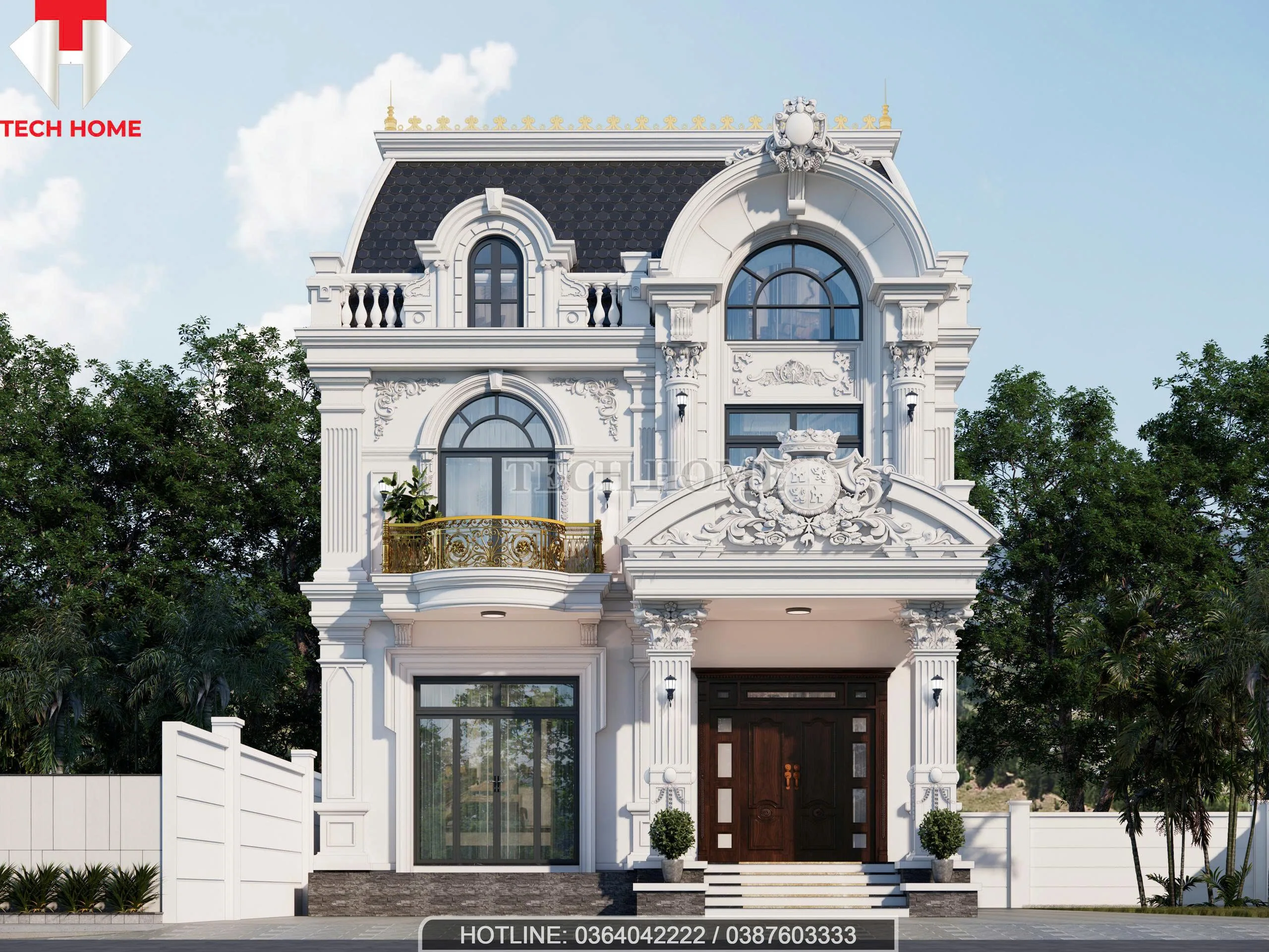 nhà phố tân cổ điển mái Mansard