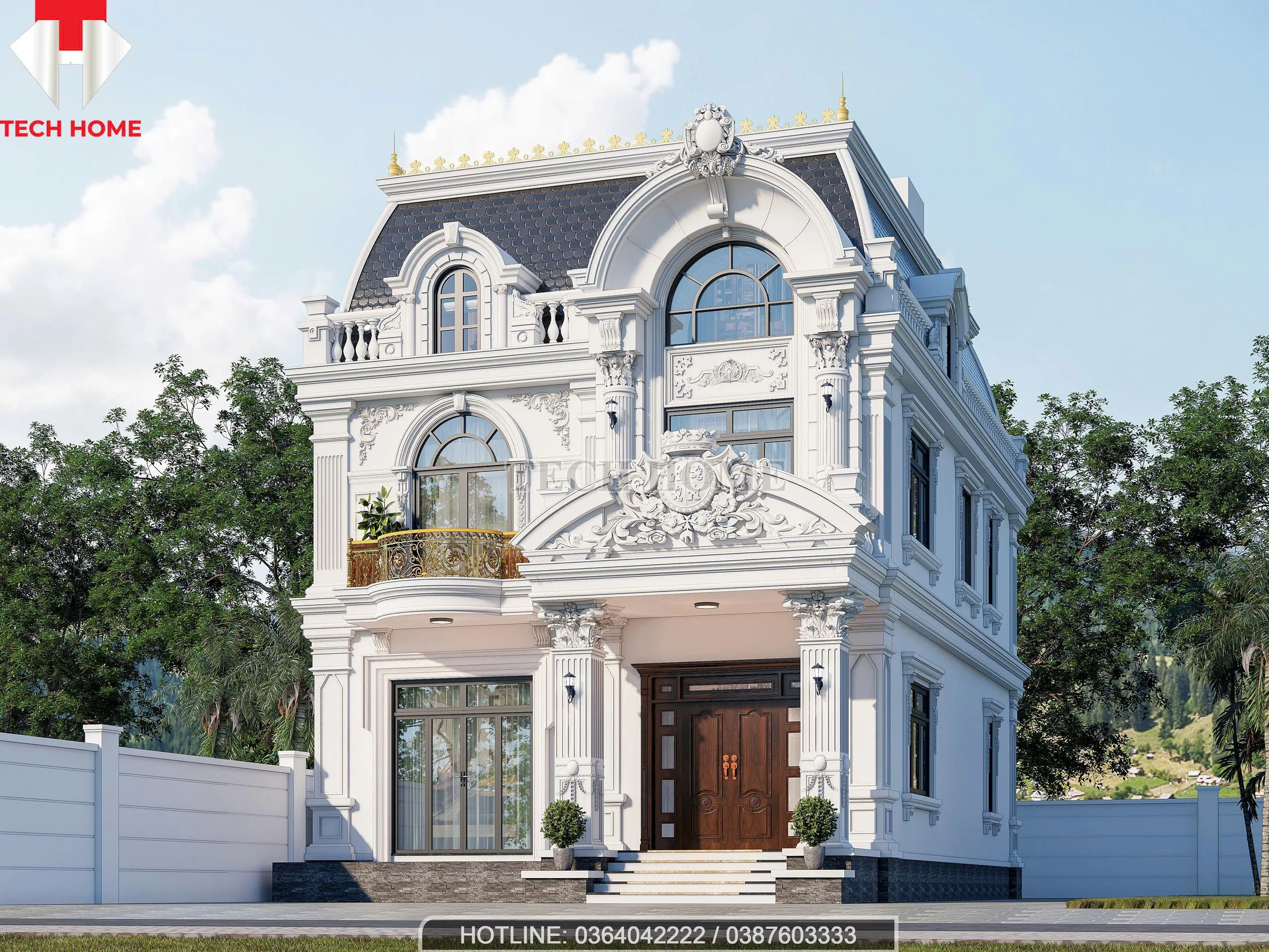 nhà phố tân cổ điển mái Mansard