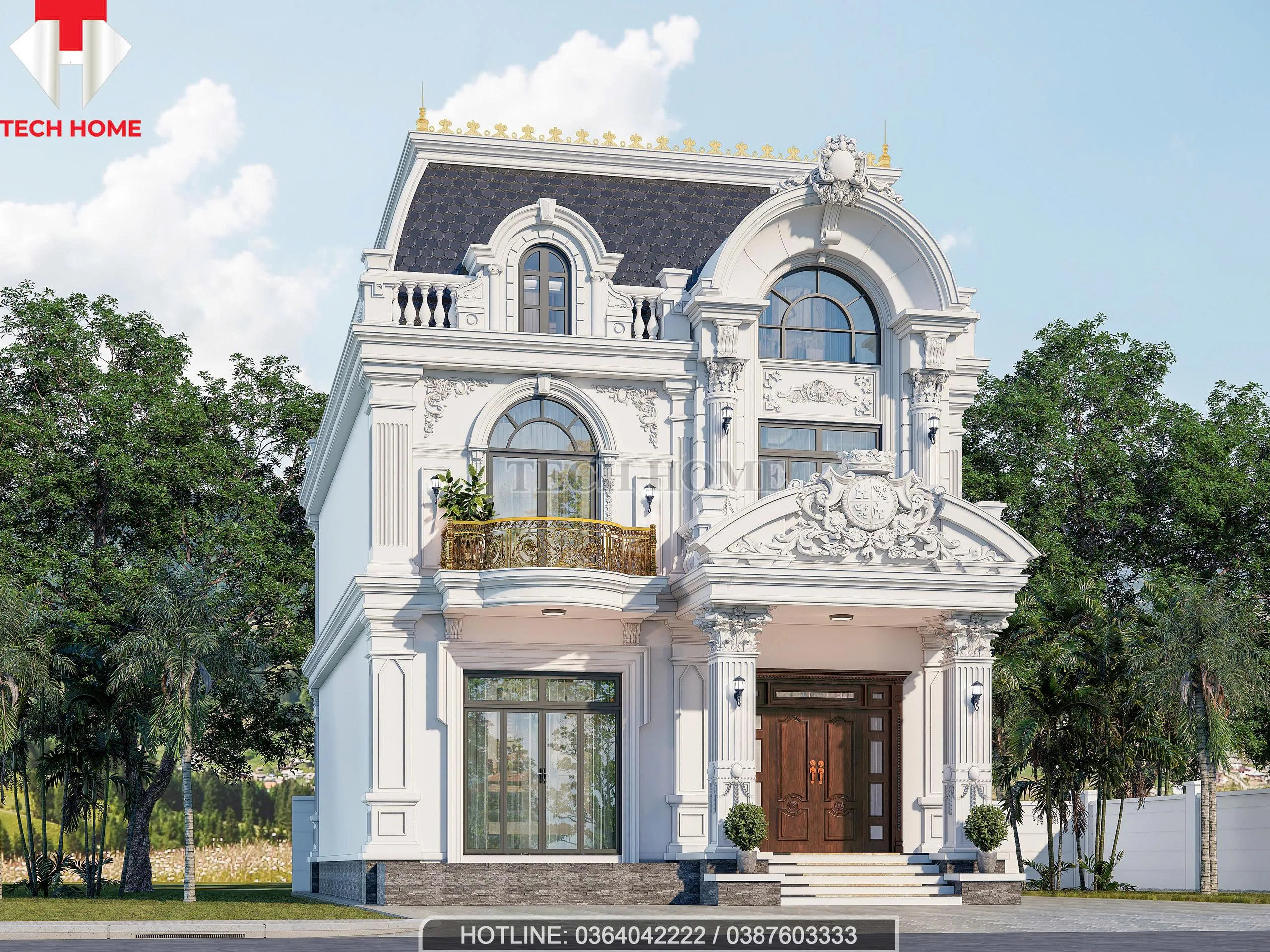 nhà phố tân cổ điển mái Mansard