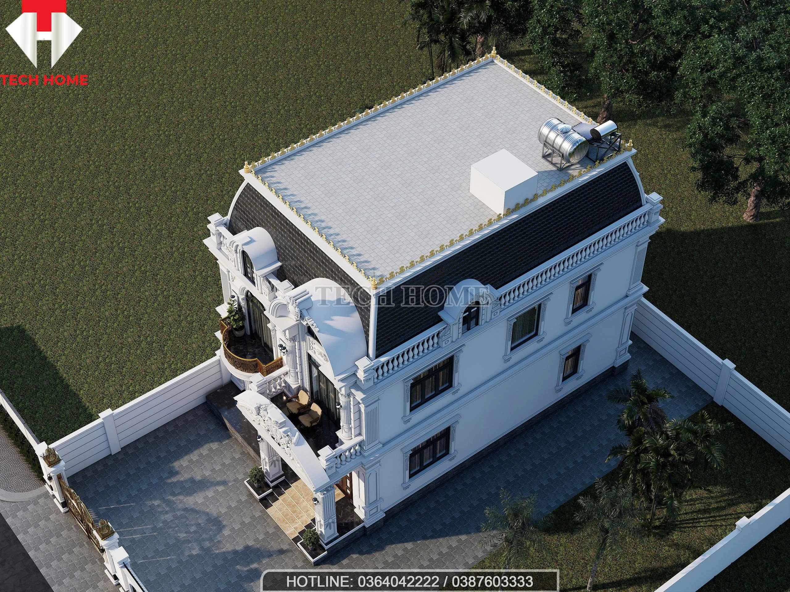 nhà phố tân cổ điển mái Mansard