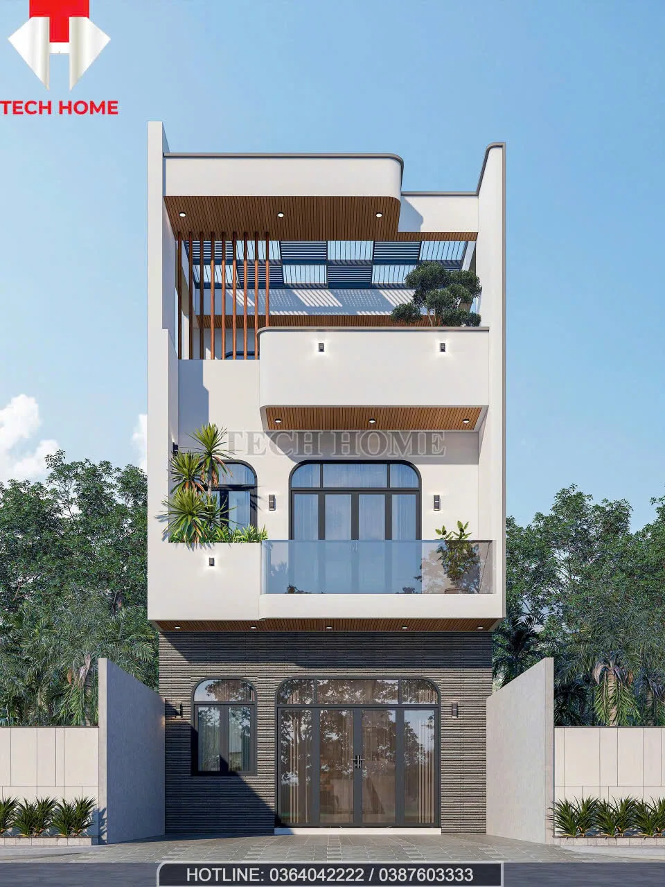 nhà phố hiện đại 2 tầng mái bằng