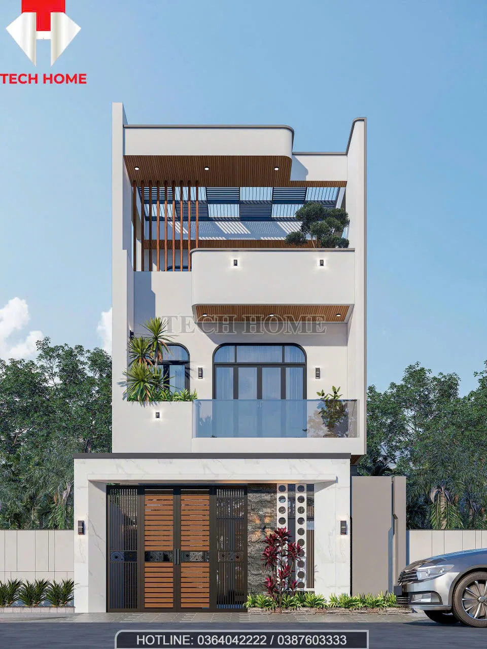 nhà phố hiện đại 2 tầng mái bằng