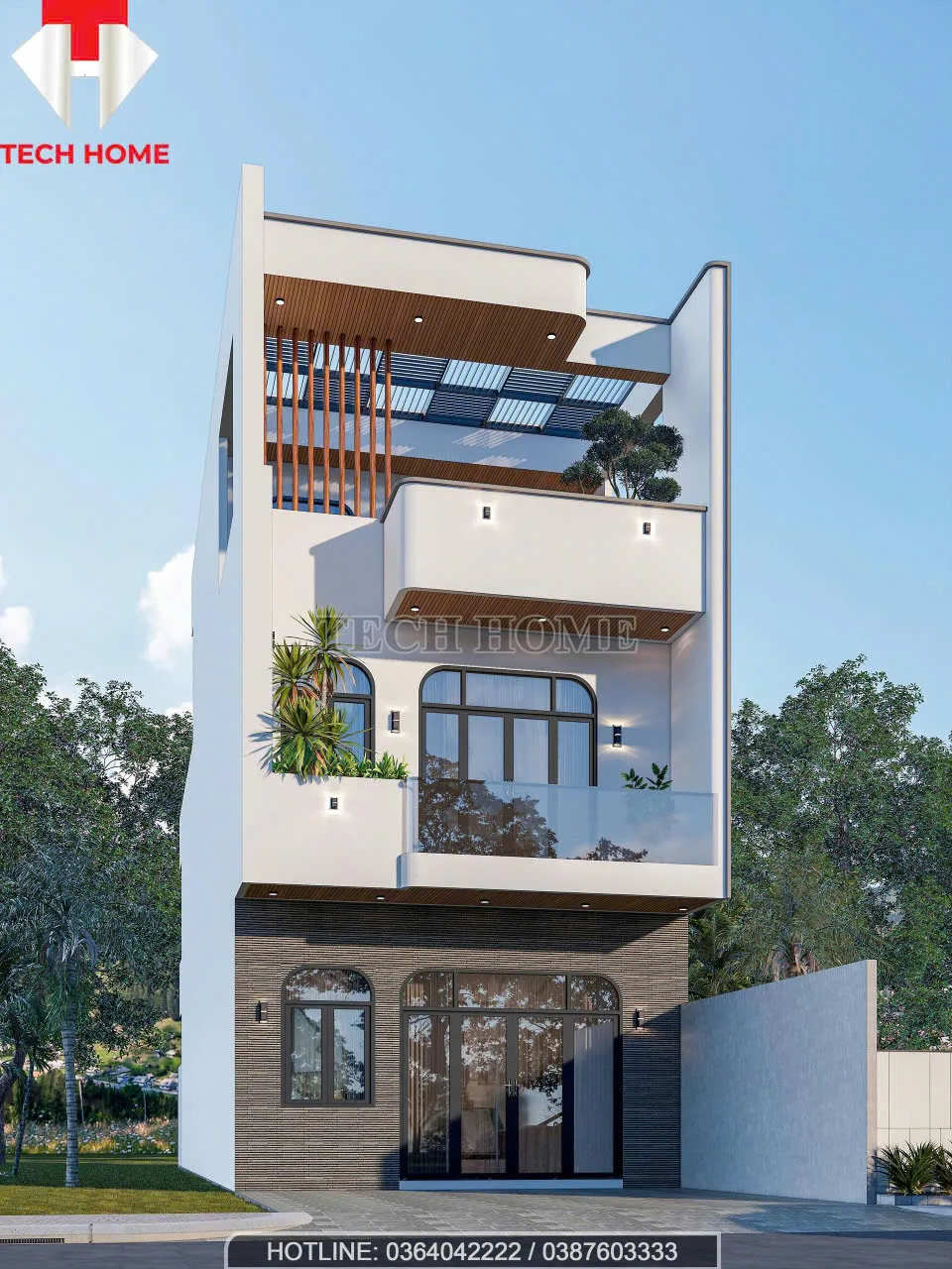 nhà phố hiện đại 2 tầng mái bằng