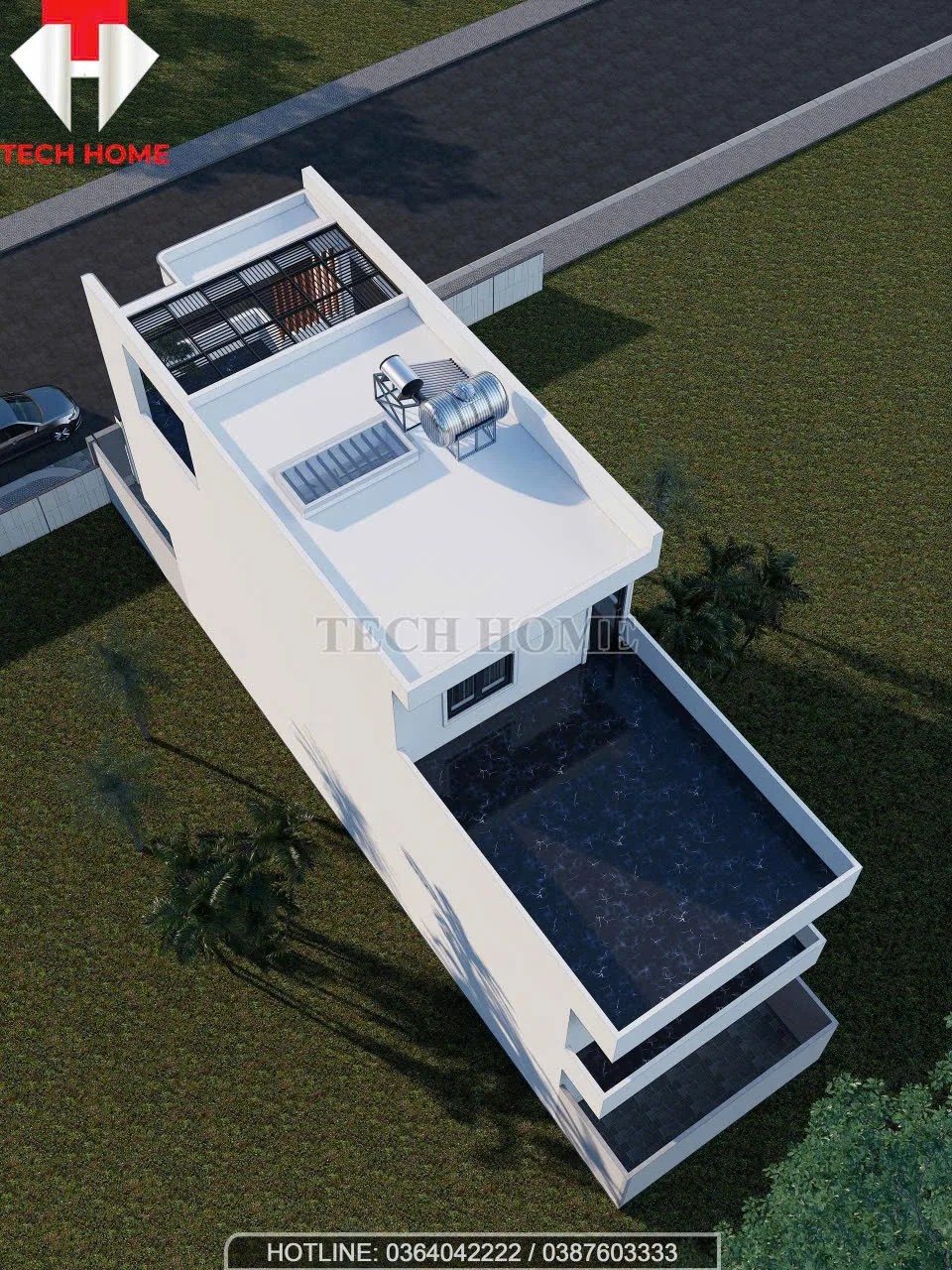 nhà phố hiện đại 2 tầng mái bằng