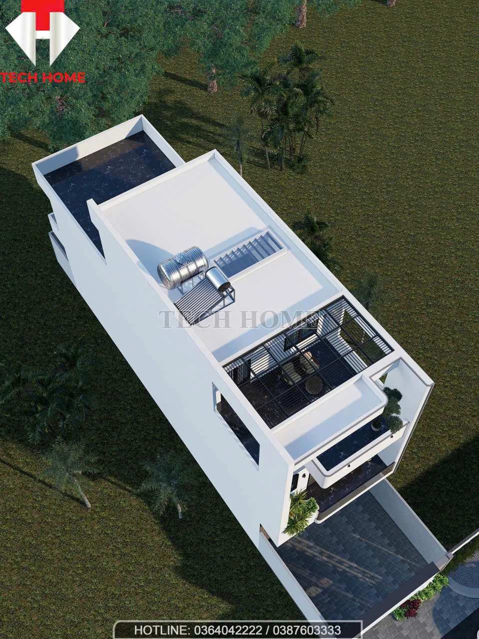 nhà phố hiện đại 2 tầng mái bằng