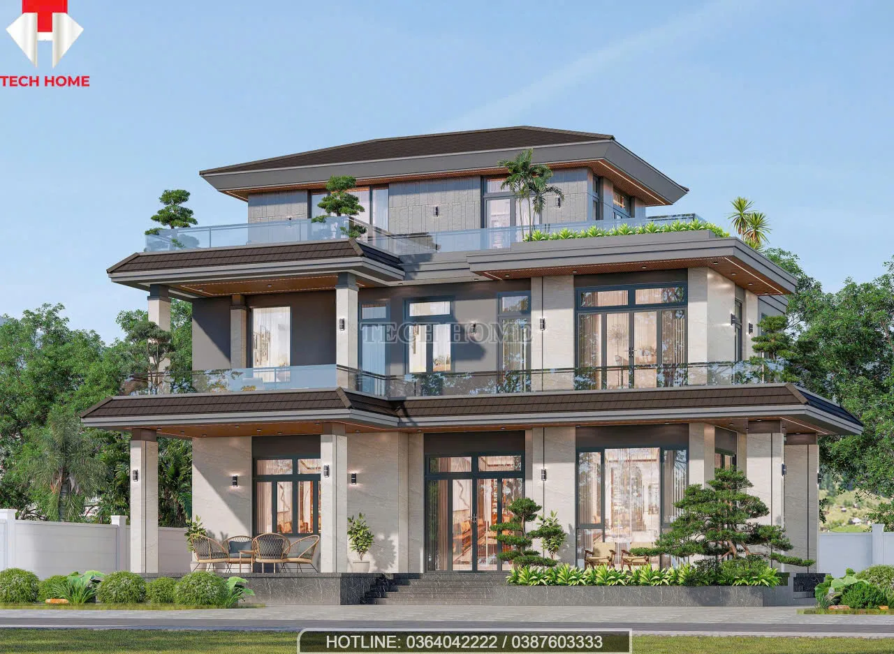 biệt thự vườn mái nhật 3 tầng