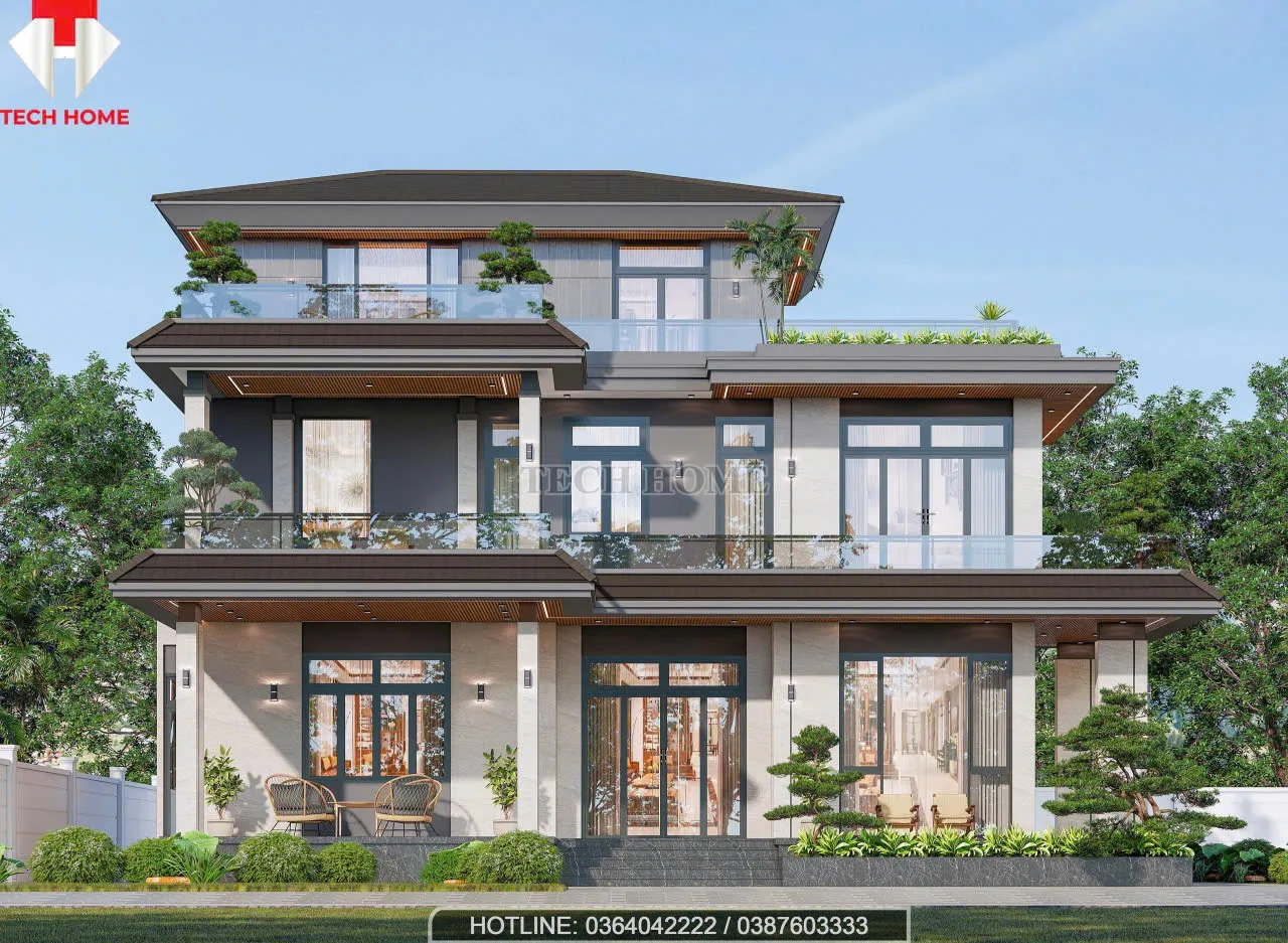 biệt thự vườn mái nhật 3 tầng