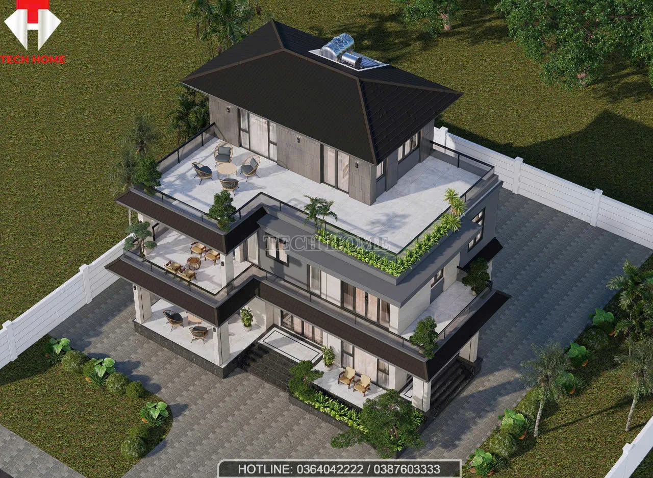 biệt thự vườn mái nhật 3 tầng