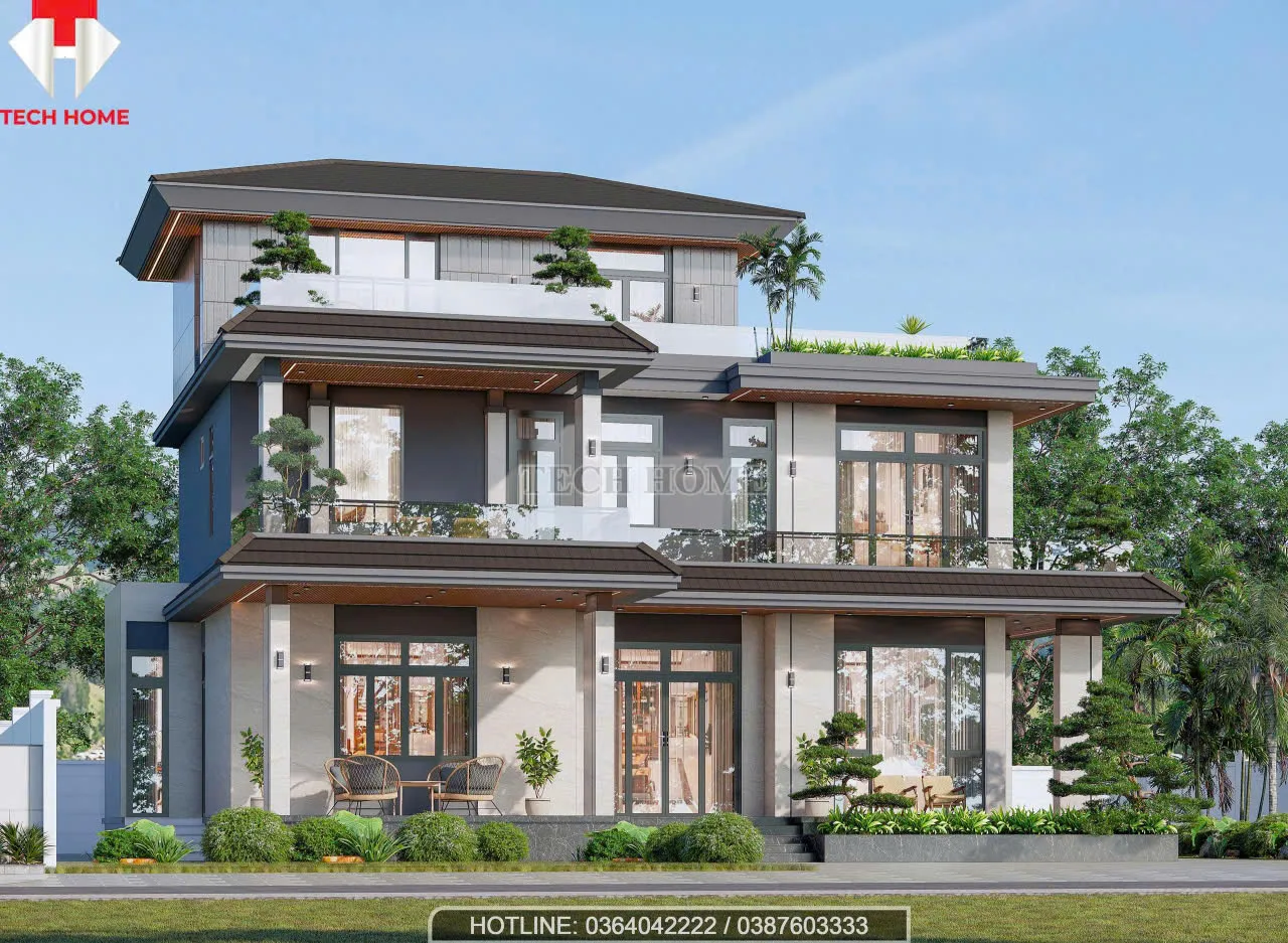 biệt thự vườn mái nhật 3 tầng
