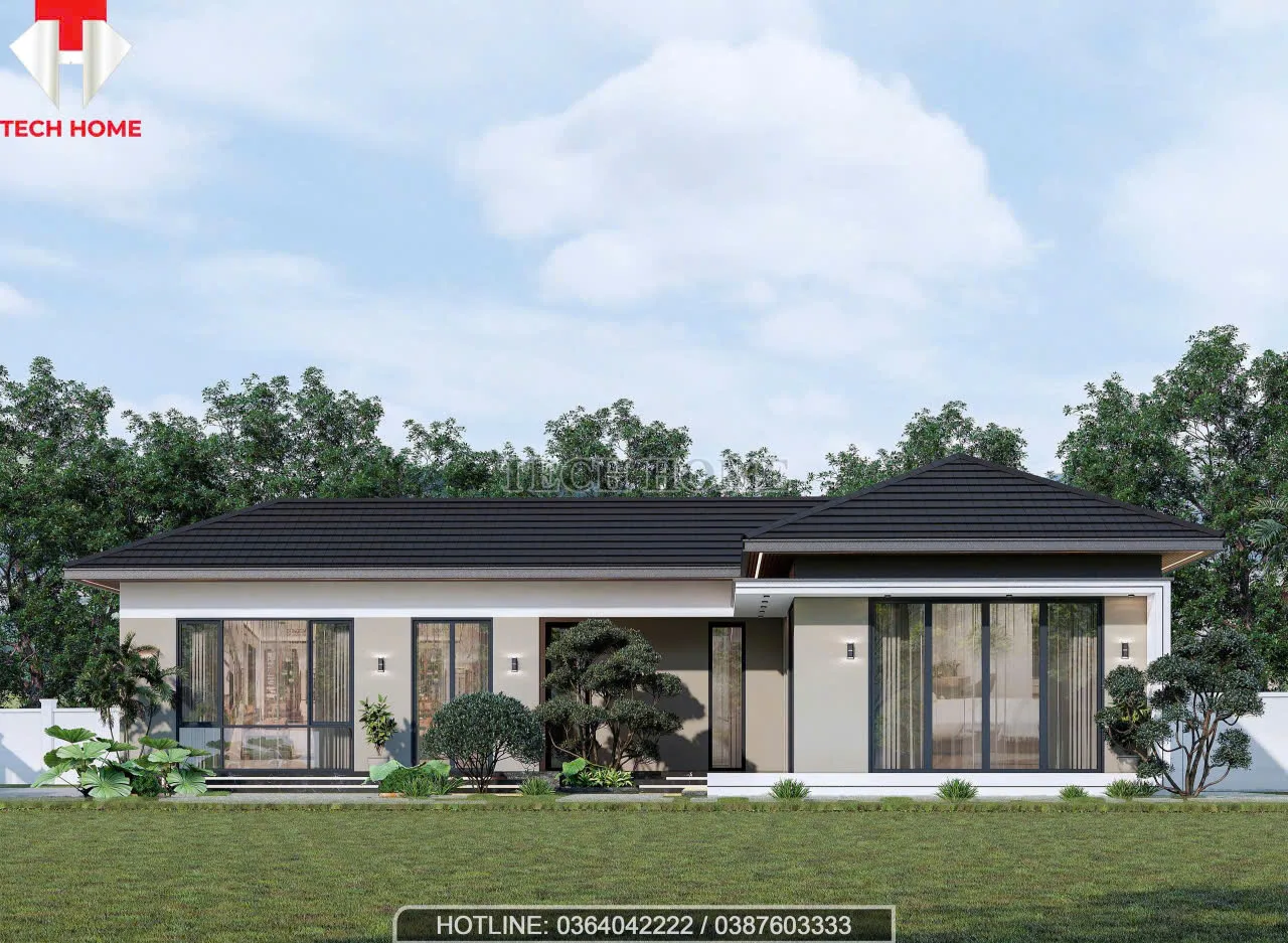 nhà vườn mái Nhật 1 tầng