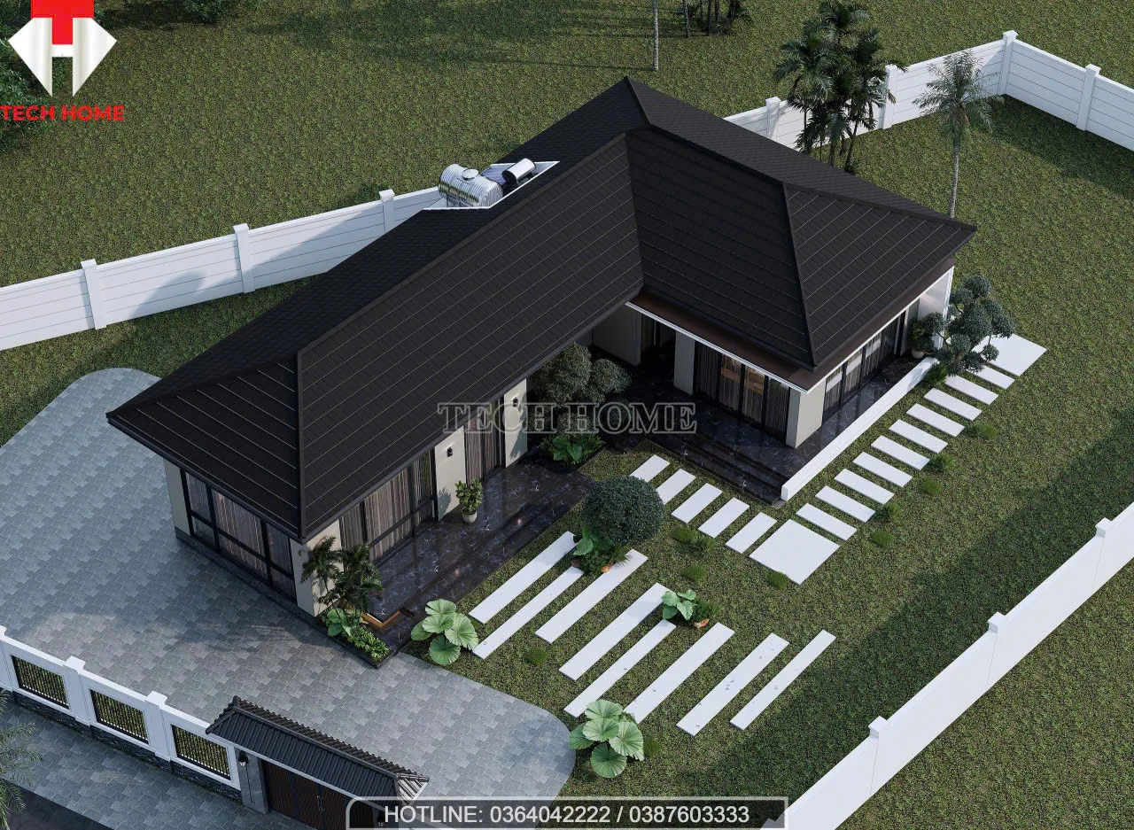 nhà vườn mái Nhật 1 tầng